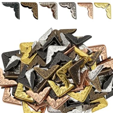 Imagem de Protetores de canto de livro, 300 peças de cantos de metal para livros em 6 cores (bronze antigo, amarelo, níquel branco, níquel preto, ouro rosa), proteção durável para livros