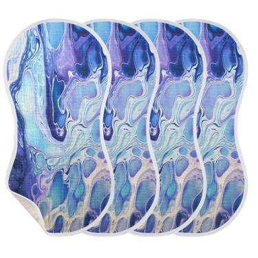 Imagem de Wassud Panos para arrotar musselina de arte colorida abstrata pacote com 2 babadores de algodão toalha de rosto absorventes e macios para arrotos para meninos e meninas recém-nascidos