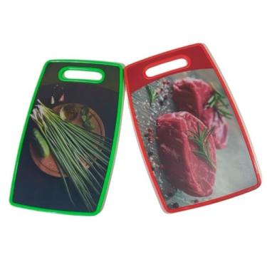 Imagem de Tábua de Corte Resistente Antibacteriana Antimofo Estampada para Carne Frutas Legumes Cozinha Durável Fácil Limpeza (2 Unidades De Tabuas)