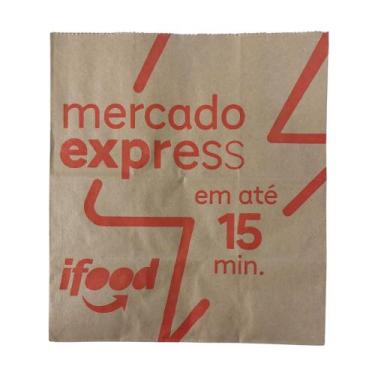 Imagem de Kit 50 Sacolas Kraft Pardo Ifood