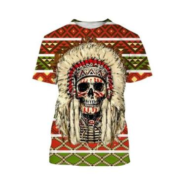 Imagem de Camiseta Casual De Manga Curta Com Estampa 3D Estilo Nativo Americano 