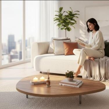 Imagem de Mesa Centro Organico Sala Design Decorativa (Canela)