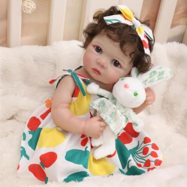 Imagem de Bebê Reborn Boneca de Silicone Menina Realista 48cm Olhos Castanhos Pode Dar Banho (Menina 48cm)