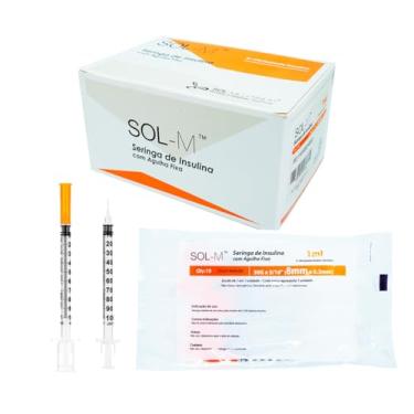 Imagem de Sol-M Seringa de Insulina 1Ml com Agulha Fixa (8Mm X 30Mm) Blister, Sol-M