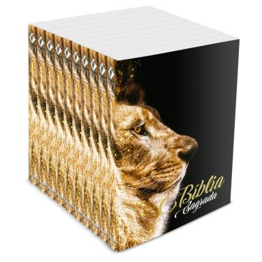 Imagem de Kit com 10 Bíblias do Leão Ouro - Brochura - NVT