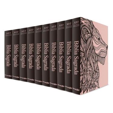 Imagem de Kit com 10 Bíblias do Leão Rosa - Capa Dura - NVI