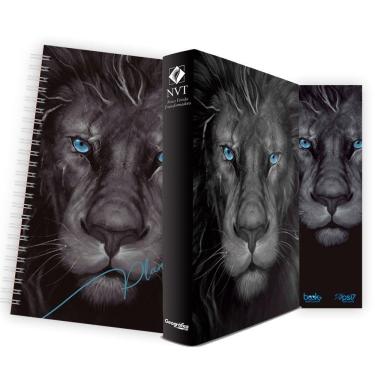 Imagem de Kit Leão Grafite - Planner + Bíblia Capa Dura NVT + Marca Página