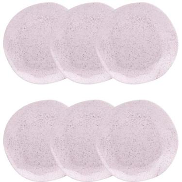Imagem de Kit Jogo 6 Pratos Fundos Oxford Porcelana Ryo Pink Sand 22,5 cm