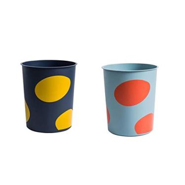 Imagem de Caixote do lixo caixote do lixo redondo recipiente de lixo de plástico escaninho salas cozinhas escritórios domésticos banheiro salas de pó 10L/2,6 galões lixeira (cor: amarelo + laranja) (amarelo +