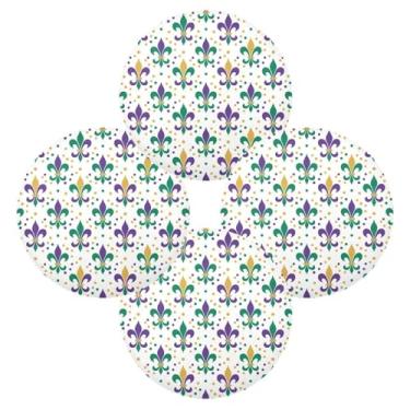 Imagem de Wassud Jogo americano conjunto de 4 tapetes de mesa redondos de bolinhas de flores de carnaval para cozinha e jantar tapetes laváveis resistentes ao calor para decoração de mesa 39 cm