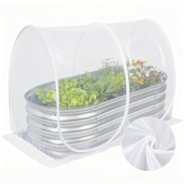 Imagem de Hiraliy Rede de jardim para canteiros elevados, capa de cama de jardim pop-up instantânea, capa de estufa portátil para cama de jardim elevada, gaiola de cultivo para proteger plantas para ambientes