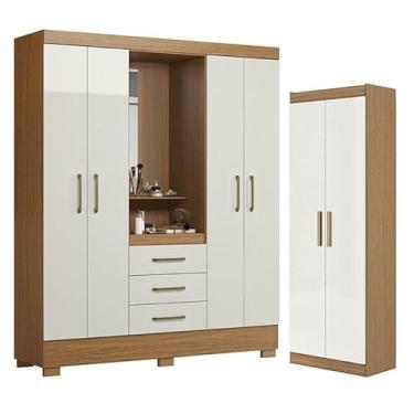 Imagem de Guarda Roupa Solteiro Paris 2045150 e Armário Multiuso 2000191 Atacama Off White - Aramóveis