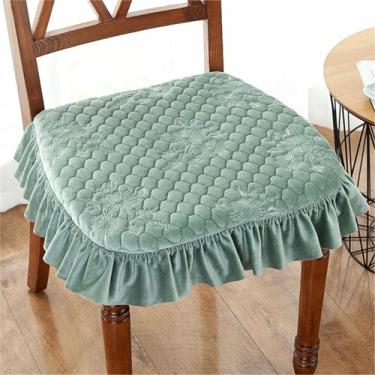 Imagem de Conjunto de 2 Almofadas Sólidas para Cadeiras, Almofadas Quadradas Antiderrapantes para Assento de Jantar com Amarras e Capa Removível, para Casa, Escritório e Restaurante