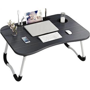 Imagem de Mesa de cama portátil para laptop, suporte de leitura, suporte de leitura, com porta de carregamento USB/suporte de copo/caneta para/sofá/sofá (preto)