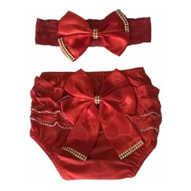 Imagem de Kit Calcinha Bunda Rica Laço Faixa Cabelo Roupa Bebe Luxo - Lala Lulu,