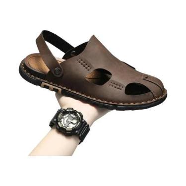 Imagem de Sandálias De Couro Masculinas De Verão Confortáveis Para Praia, Chinel