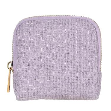 Imagem de YAFIYGI Bolsa de viagem para viagem, estojo compacto, organizador de bolsa pequena para mulheres, brincos, pulseiras, colares, miçangas, porta-joias, macio, portátil, bolsa de tweed lavanda