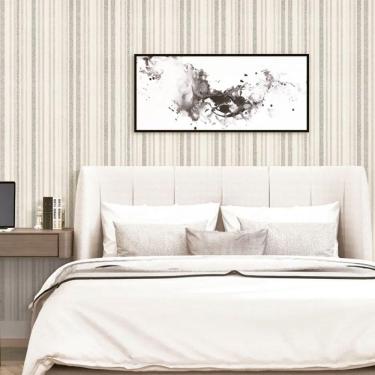 Imagem de Papel de Parede Listrado Branco e Bege - 10m x 0.53m