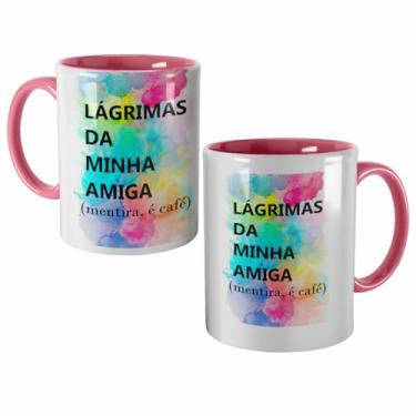 Imagem de Caneca Rosa Lagrimas da Minha Amiga, Mentira é Café