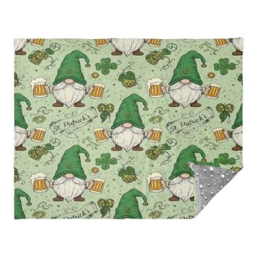 Imagem de CEBUGI Manta de flanela macia e quente de 127 cm x 178 cm para sofá-cama, escritório, acampamento, viagem, dia de São Patrício, gnomos para todas as estações