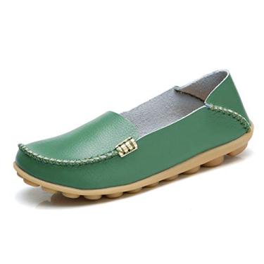 Imagem de VenusCelia Mocassim feminino natural confortável para caminhada, Verde, 35