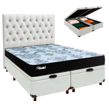 Imagem de Kit Cabeceira + Cama Box Bau + Colchão Casal Molas Ensacadas Life Gold Paropas