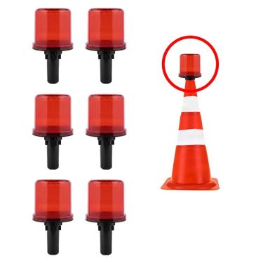Imagem de Sinalizador Viario Solar Kit 6 Cone Viario Sinalizacao Rodovia Estrada Transito Alerta Emergencia Aviso