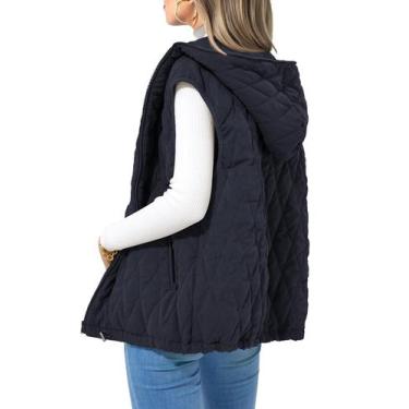 Imagem de Colete Feminino PRETTYGARDEN Marinho Sem Manga com Capuz XXL