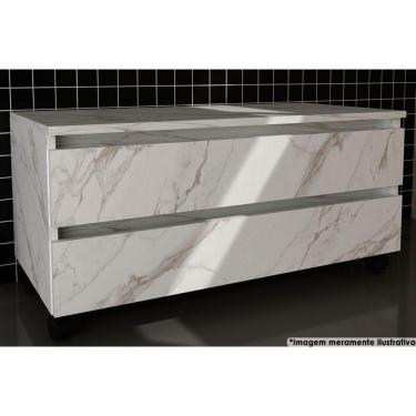 Imagem de Gabinete De Banheiro Bn3603 2 Gavetas C/ Rodízio Cor Mármore Branco - Tecno Mobili