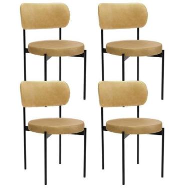 Imagem de Kit 04 Cadeiras Estofadas Para Sala De Jantar Louvre L02 material sint