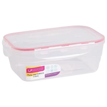 Imagem de Pote para Mantimentos Hermético Plástico LP House Retangular Vermelho 1L