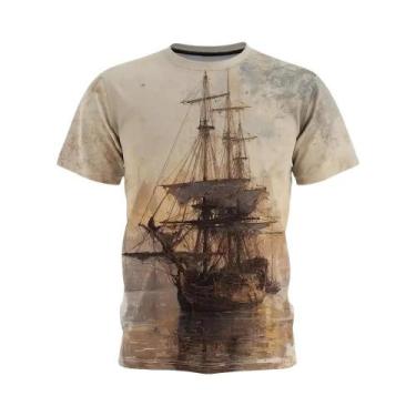 Imagem de Suéter Masculino De Malha Com Estampa 3D De Pirata, Gola Redonda, Mang