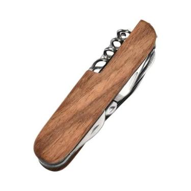 Imagem de Canivete Suíço Multifuncional Com Cabo De Madeira, Canivete De Bolso C