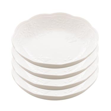 Imagem de Jogo 4 Prato Fundo Branco De Porcelana New Bone Butterfly Flower Flores 21cm Lyor