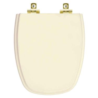 Imagem de Assento Sanitário Com Amortecedor Monte Carlo Creme Para Vaso Deca Com Ferragem Dourada