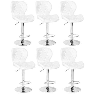Imagem de Kit 06 Banquetas Slim Estofada Giratória com Regulagem de Altura - Bra