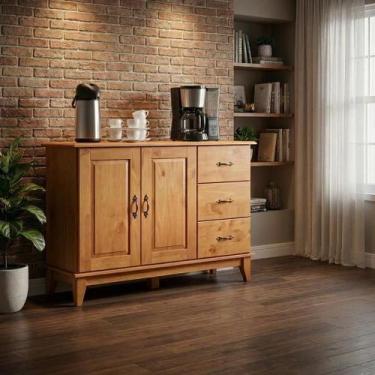 Imagem de Balcão Madeira Maciça 2 Portas 3 Gavetas Rustico - Repleta