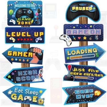 Imagem de Sinais de festa de videogame Tenare 20 peças 28x13-20x20cm azuis