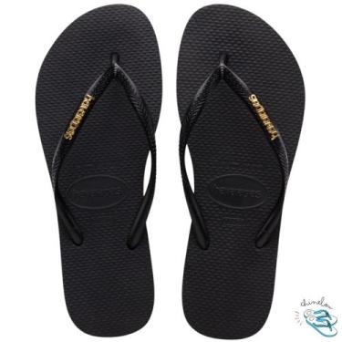 Imagem de Sandalia Chinelo Havaianas Slim Logo Metallic Feminina Classica Adulto