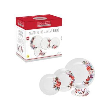 Imagem de Aparelho de Jantar Chá 20 Peças Hauskraft - Porcelana Branco Birds