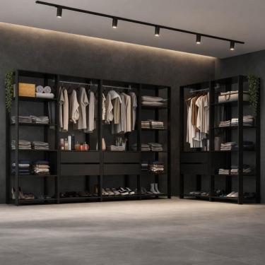 Imagem de Guarda-Roupa Closet Modulado Arizona 6 Gavetas 405cm Multimóveis MP4785