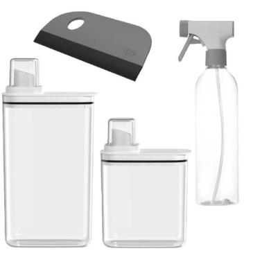 Imagem de Kit Dispenser Borrifador Rodo Pia Lavanderia com 4 itens OU -, Branco