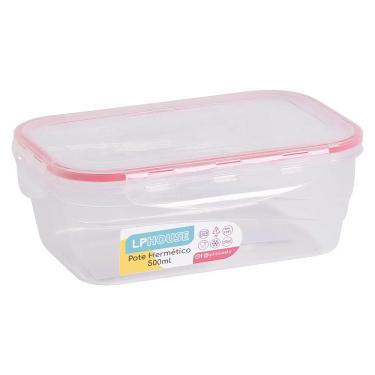 Imagem de Pote para Mantimentos Hermético Plástico LP House Retangular Vermelho 500ml