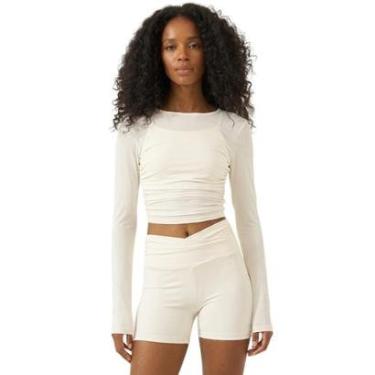 Imagem de Cropped Colcci Slim Com Franzido Lateral Off Natural Feminino-Feminino