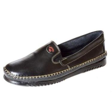 Imagem de Sapatilha Mocassim Couro Masculino Costura Manual Calce Facil Ajuste Elastico Macia Leve Dia a Dia-Masculino