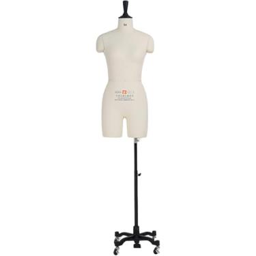 Imagem de Suporte De Manequim Pinável De Costura Feminina Com Roda, Costureiras De Espuma Manequim Adulto Manequim Para Alfaiate Profissional E Design De Roupas, White, Xxl-165/88A