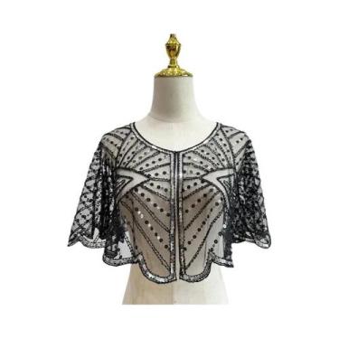 Imagem de Acessório De Vestido Vintage Dos Anos 1920: Xale Curto Com Lantejoulas