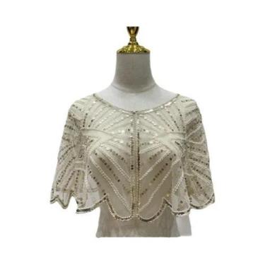 Imagem de Acessório De Vestido Vintage Dos Anos 1920: Xale Curto Com Lantejoulas