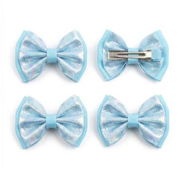 Imagem de Kit 4 Presilhas de Cabelo Laço Infantil Brilhante Acessório Feminino -