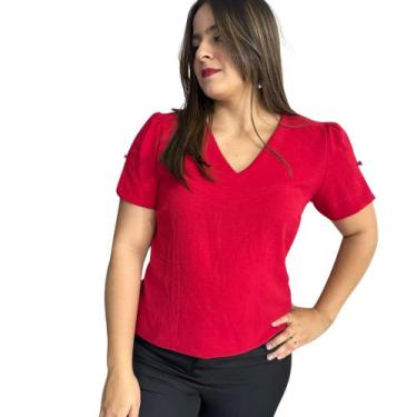 Imagem de Blusa Feminina Elegante Manga Curta Social Alfaitaria Verão - Anne Gue